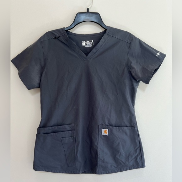 Carhartt 4-Pocket V-Neck Modern Fit Scrub Top in Pewter Gray, size S - Picture 1 of 7